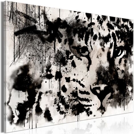 Decoración de pared cuadro en lienzo impresión premium en 1 parte sobre marco de madera El patrón de la mirada del gato 120x80 cm 110014848