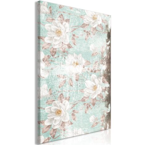 Decoración de pared cuadro en lienzo impresión premium en 1 parte sobre marco de madera Patrón de flores romanas 80x120cm 110016957