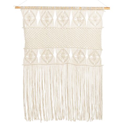 Decoración de pared de algodón beige claro 84 x 99 cm macramé Lahri