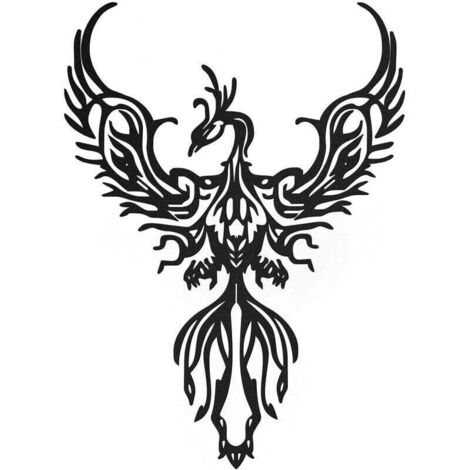 Decoración de pared de fénix: colgante de pared de fénix de metal, escultura de pared de arte de hierro negro de pájaro vulgar moderno