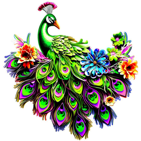 Decoración de pared de hierro forjado con motivo de pavo real, 1 pieza, color verde, diseño moderno.