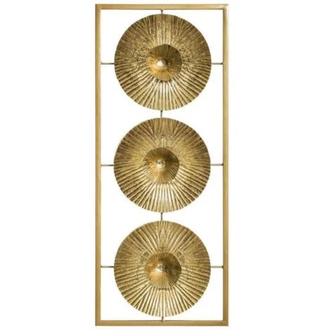 Decoración de pared de metal dorado 25 x 61 cm - Atmosphera créateur d'intérieur