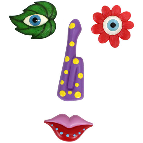 Decoración de pared de resina – Decoración de árbol multicolor y humorística – 337,00 g – Juego de ojos/nariz/boca (2+1+1)