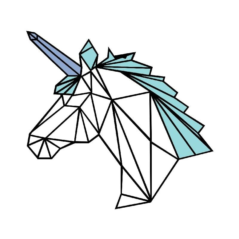 

Decoracion de pared de unicornio - Animales - Arte de pared - de Salon, Dormitorio - Azul en Metal, 50 x 0,15 x 50 cm,