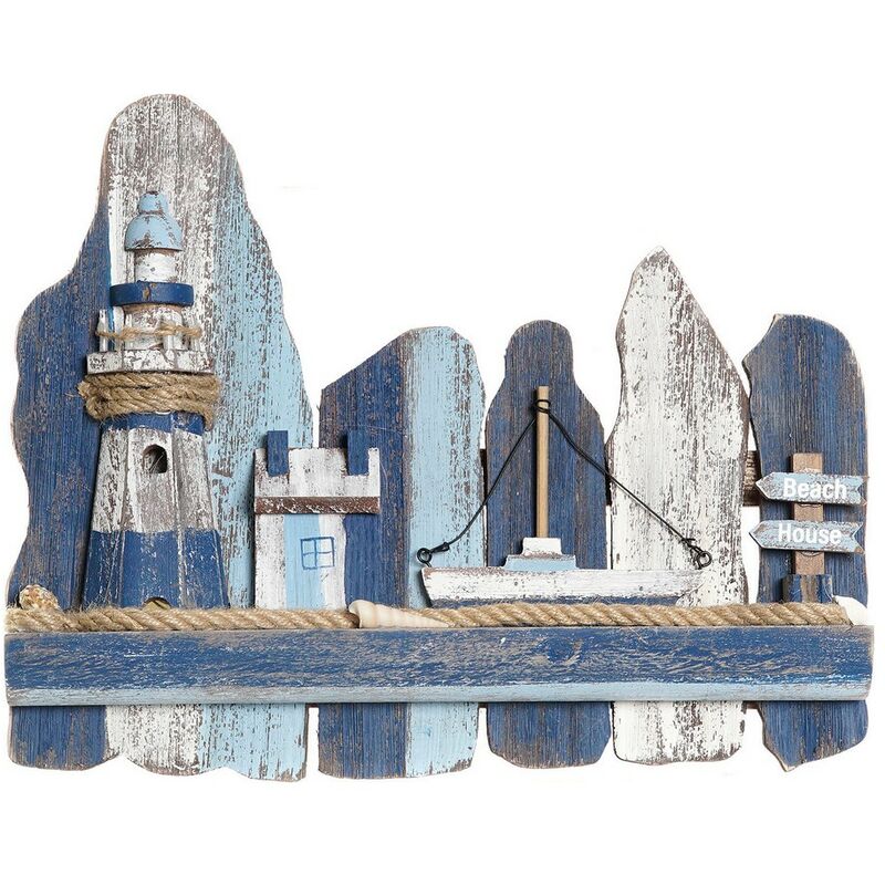 

BHD - Decoración de Pared DKD Home Decor Faro Mediterráneo Abeto (36.5 x 6.5 x 29.5 cm)