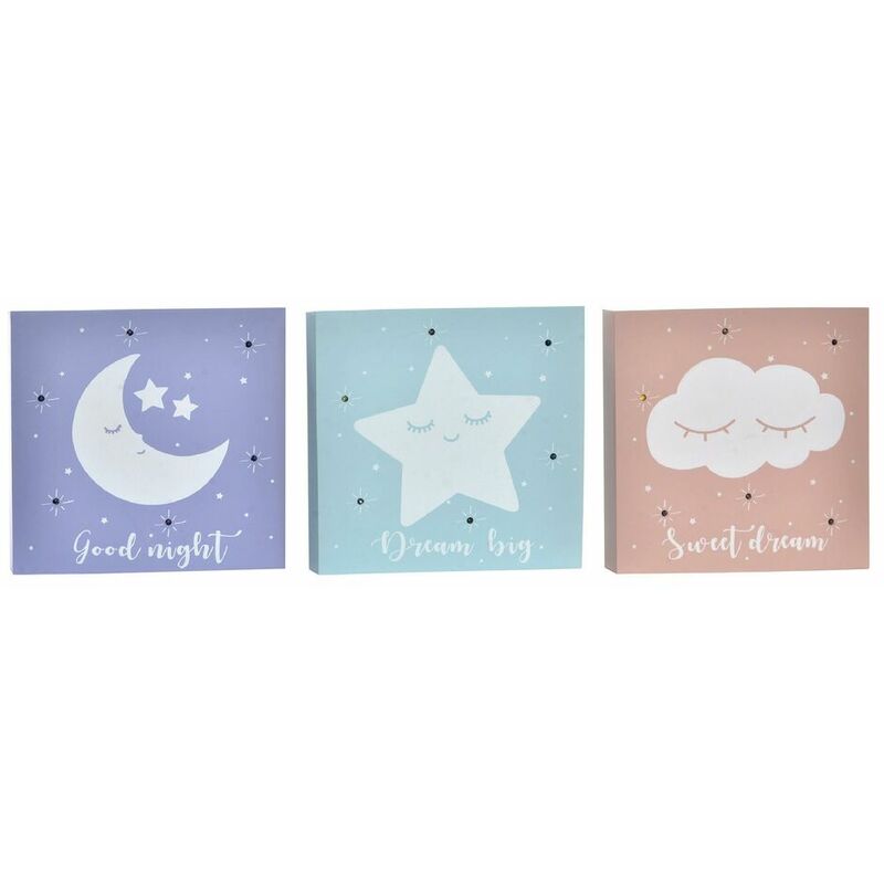 

Decoración de Pared DKD Home Decor LED Madera MDF (3 pcs)
