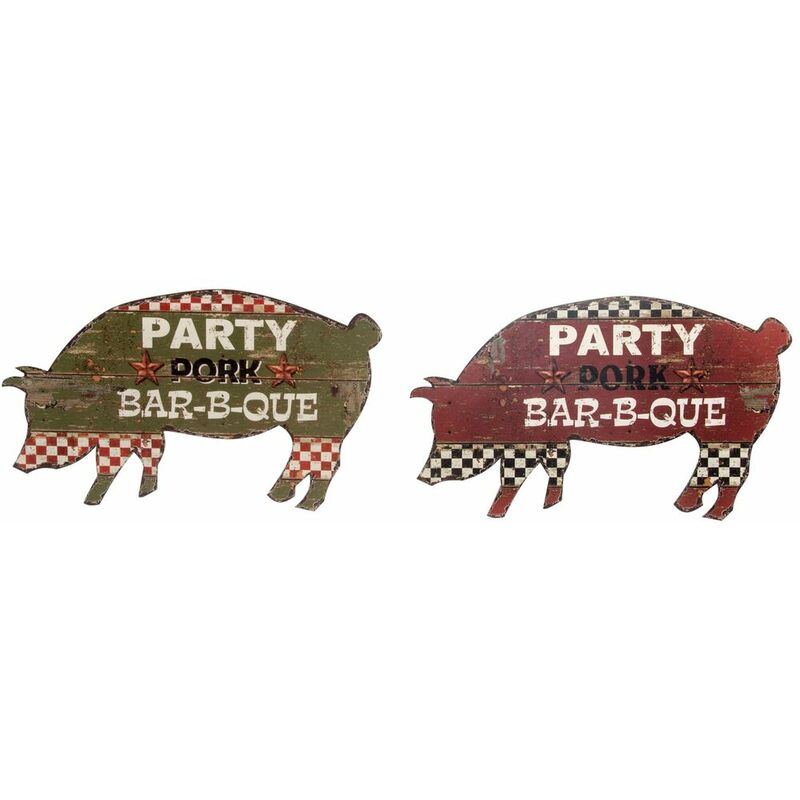 

BHD - Decoración de Pared DKD Home Decor Madera Acabado envejecido Barbacoa (2 pcs) (51 x 30 x 1 cm)