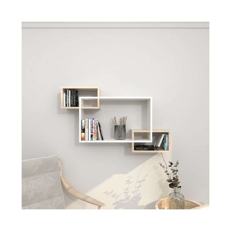

Decoracion de pared Faro - Estanterias - con estantes - de pared, oficina, sala de estar - White, Sonoma en Madera, 100 x 20 x 59,2 cm