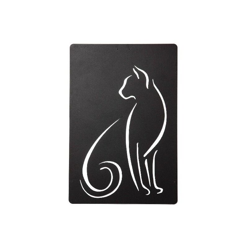 

Decoracion de Pared Gato - Wall Art - Animales - para Sala de Estar, Dormitorio - Negro en Acero, 30 x 0,15 x 45 cm