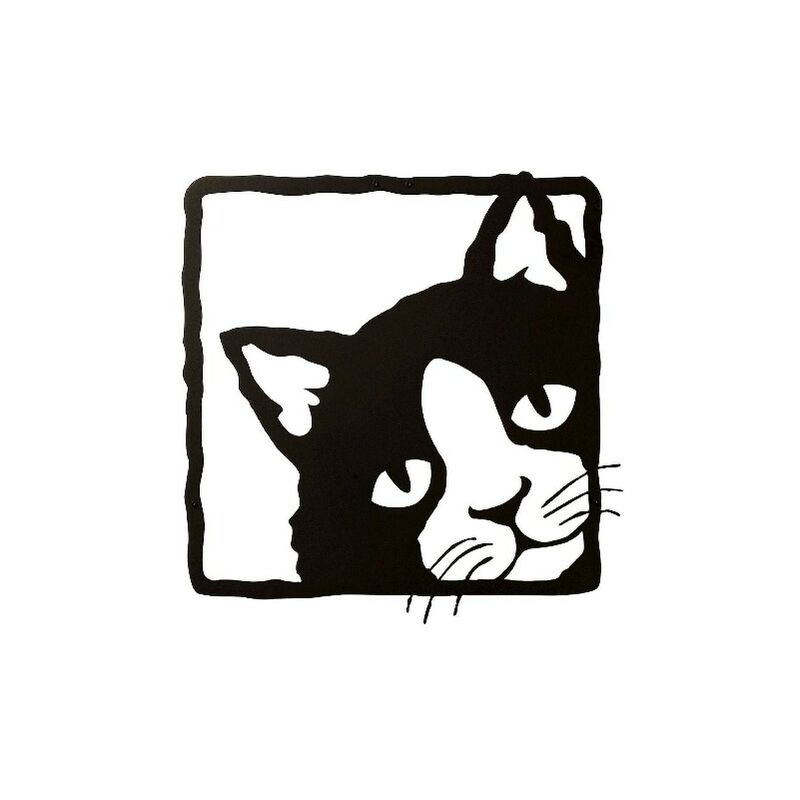 

Decoracion de Pared Gato - Wall Art - Animales - para Sala de Estar, Dormitorio - Negro en Acero, 45 x 0,15 x 47 cm