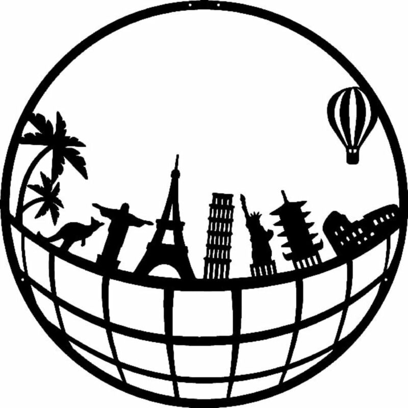 

Decoración de pared mapa del mundo 10 metal negro 50x50 cm - Negro - Homemania