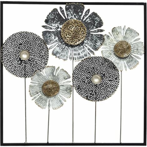 Decoración de pared metálica de flores - Multicolor