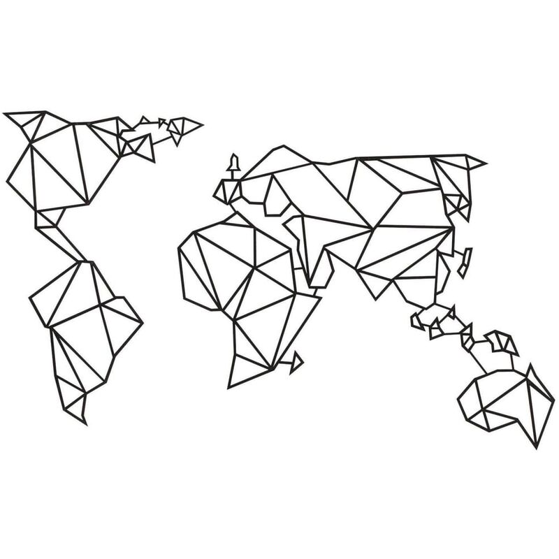 

Homemania Adorno de pared mapa del mundo acero negro 100x58 cm - Negro
