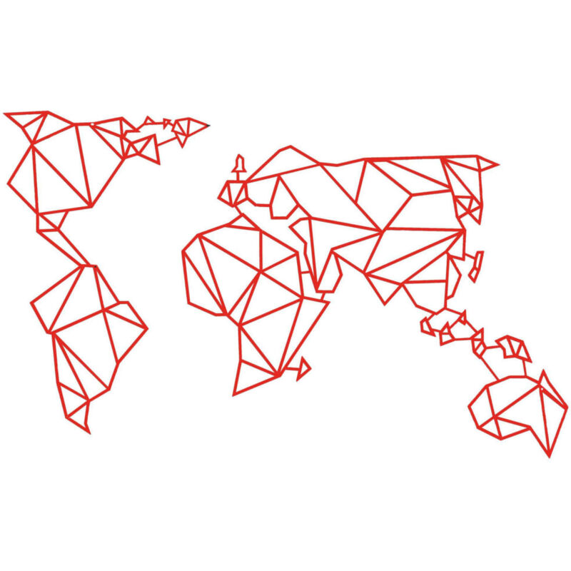 

Adorno de pared mapa del mundo acero rojo 100x58 cm - Rojo - Homemania