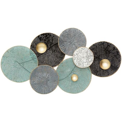 Decoración de pared 'Nénuphar' de metal 90 x 50 cm - Atmosphera créateur d'intérieur - Multicolor