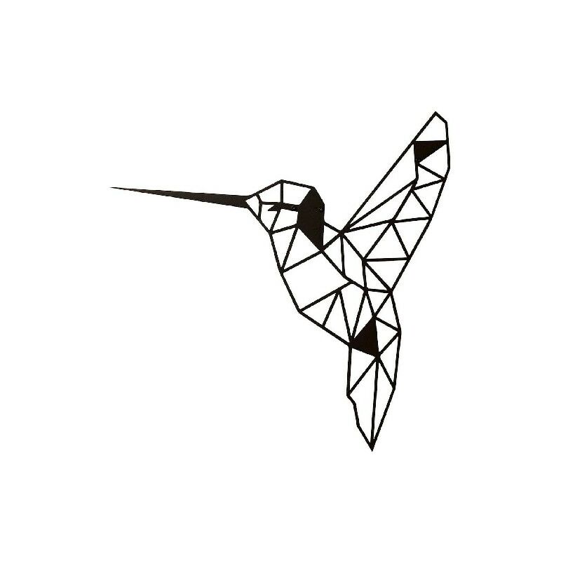 

Decoracion de Pared Pajaro - Wall Art - Colibri - para Sala de Estar, Dormitorio - Negro en Acero, 44 x 0,15 x 44 cm