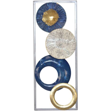 Decoración de pared para colgar patrón metal azul/dorado 20x3x50 cm DEC05086