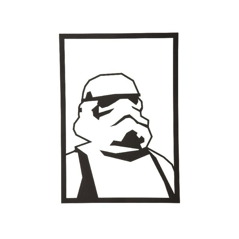 

Decoracion de pared Stormtrooper - Arte de pared - Star Wars - para salon, dormitorio - Acero negro, 35 x 0,15 x 50 cm