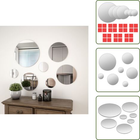 Decoración de pared - vidaXL Conjunto de espejo de pared redondo vidrio 7 piezas - Espejo decorativo