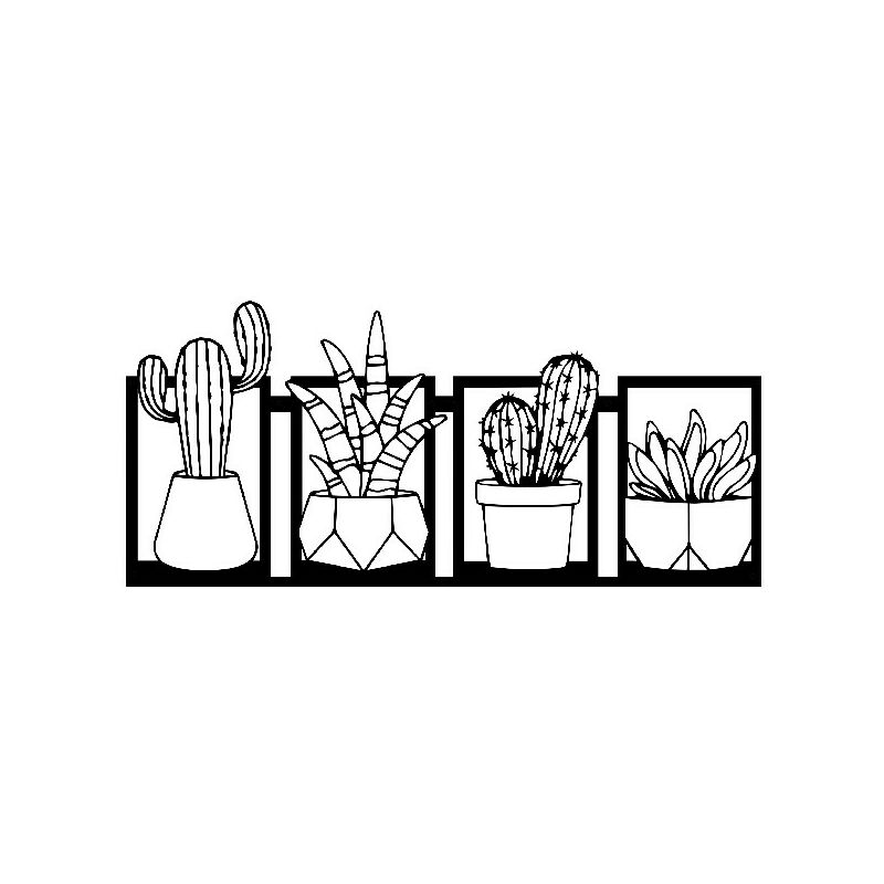 

Decoracion de paredes Cactus - Naturaleza, Planta - Arte de pared, Pared - Negro en Metal, 75 x 0,15 x 35 cm, -