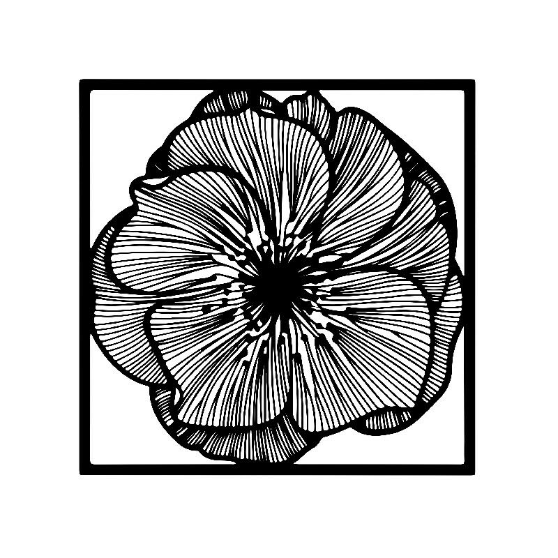 

Decoracion de paredes Rosa - Naturaleza - Arte mural, Pared - Negro en Metal, 70 x 0,15 x 70 cm, -