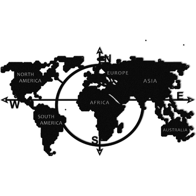 

Decoracion de paredes World Map Series - Mapa - Arte de la Pared - Negro en Metal, 100 x 1,5 x 56 cm