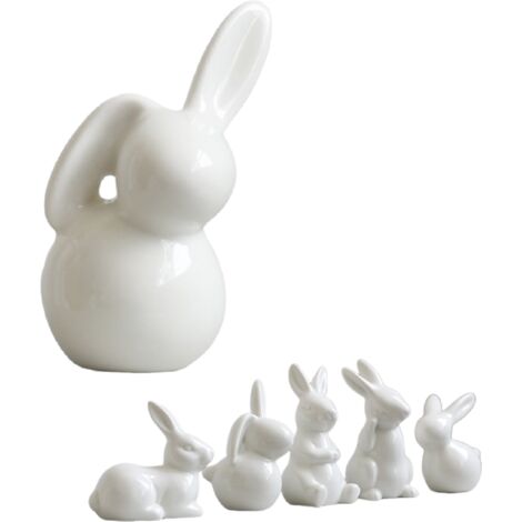 Decoración de Pascua: Mini conejito de cerámica blanca / Mini e-bunny