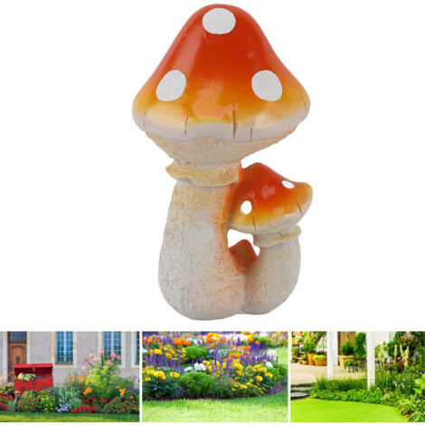 Decoración de setas: 3 setas de resina. Diseño exquisito. Decorativo. Duradero. Versátil. Adorno de jardín. Seta naranja.