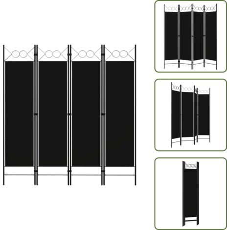 Decoración dormitorio - vidaXL Biombo divisor de 4 paneles negro 160x180 cm - Biombo con 4 paneles