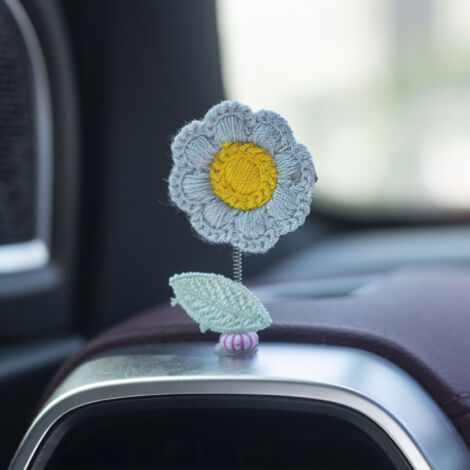 Decoración floral para coche con ganchos [Decoración ondulada] – Adorno vibrante para el salpicadero – Juego de 1 pieza