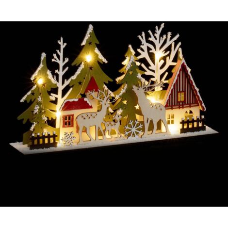 Decoración interior reno+conejo 13 lámparas pieza de madera - Feeric lights & christmas