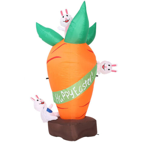 Decoración luminosa de Pascua: Conejito inflable con forma de zanahoria para fiestas en interiores.