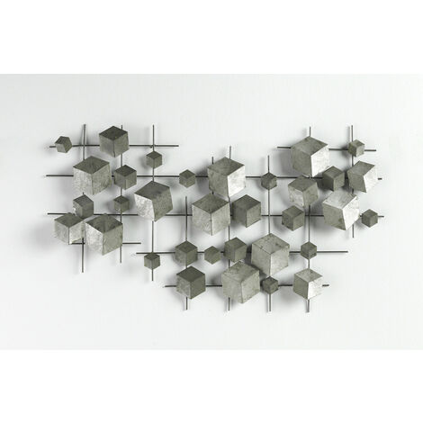 HOMCOM Decoración de Pared de Metal 3D Diseño de Círculos Adorno de Pared  Metálico para Salón 100x48 cm Negro y Marrón
