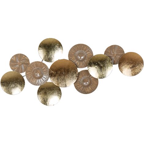 Decoración moderna de pared arte mural de hierro 98 x 45 cm hecha a mano oro y cobre Thallium
