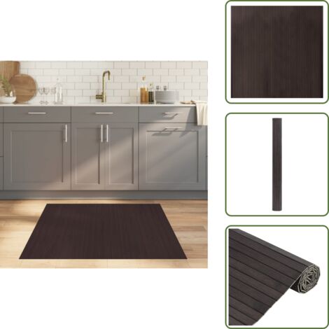 Decoración natural - vidaXL Alfombra rectangular bambú marrón oscuro 100x100 cm - Alfombra antideslizante