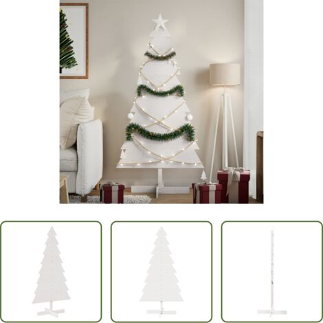 Decoración Navideña -  Árbol de Navidad de adorno madera maciza pino blanco 150 cm