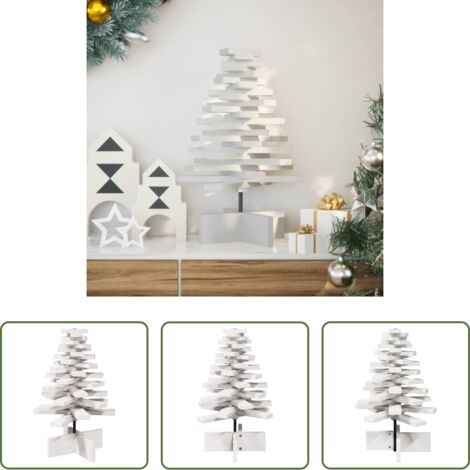 Decoración Navideña -  Árbol de Navidad de adorno madera maciza pino blanco 60 cm
