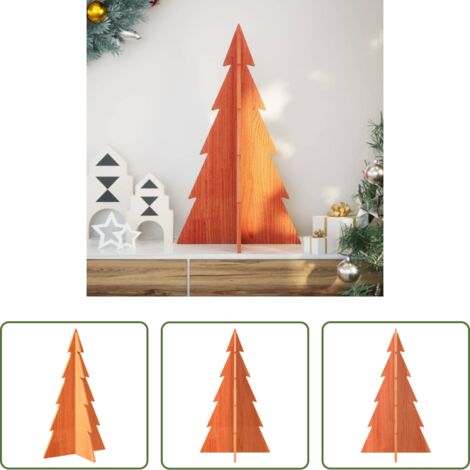 Decoración Navideña -  Árbol de Navidad de adorno madera maciza pino marrón cera 80 cm