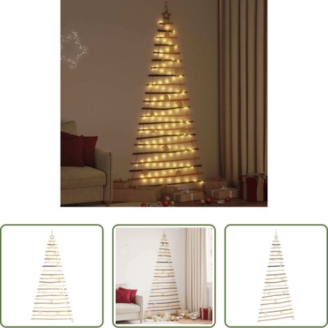 Decoración Navideña -  Árbol de Navidad Natural 210 cm madera maciza de fresno