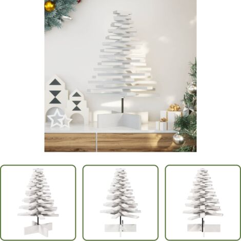 Decoración Navideña -  Árbol Navidad de adorno madera maciza pino blanco 80 cm