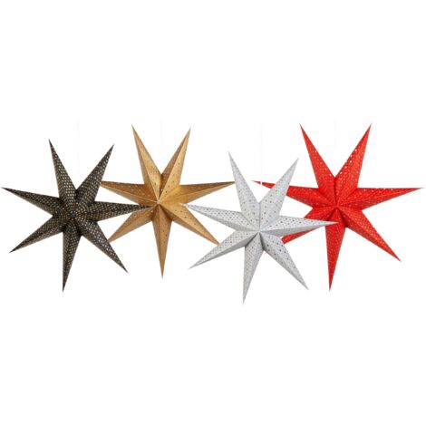 Decoración navideña colgante LED de interior 4 estrellas de papel hechas a mano multicolor Kamet