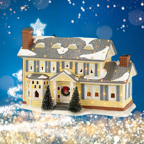 Decoración navideña de Griswold Harz Mountains: casa iluminada (23 cm), caravana (20 cm), regalo de Navidad.