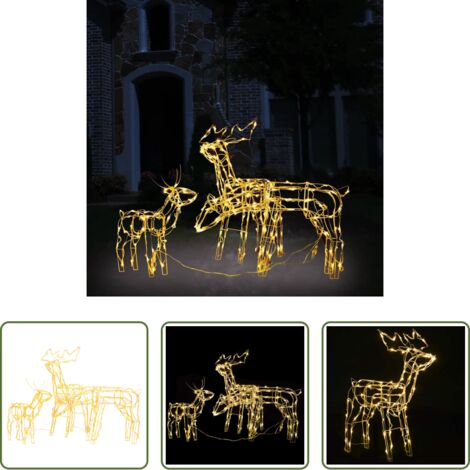 Decoración navideña exterior -  Renos de Navidad con luz 3 piezas 229 LED
