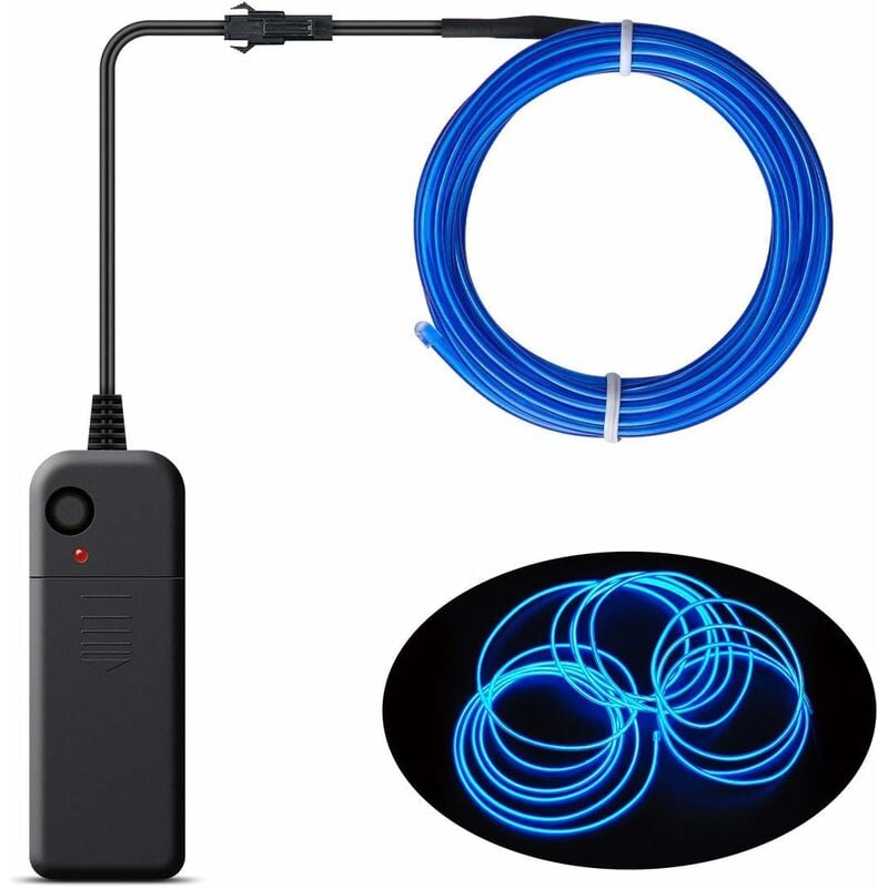 

Decoración navideña Cable EL portátil, luces de cuerda de neón con batería, cable emisor de luz intermitente estroboscópica brillante para Halloween