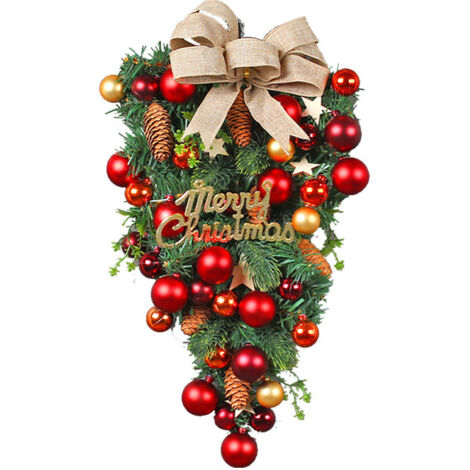 Decoración navideña para colgar en la pared: Árbol de Navidad al revés - Corona de frutas pintada - Corona navideña KuD98 (verde, talla única)