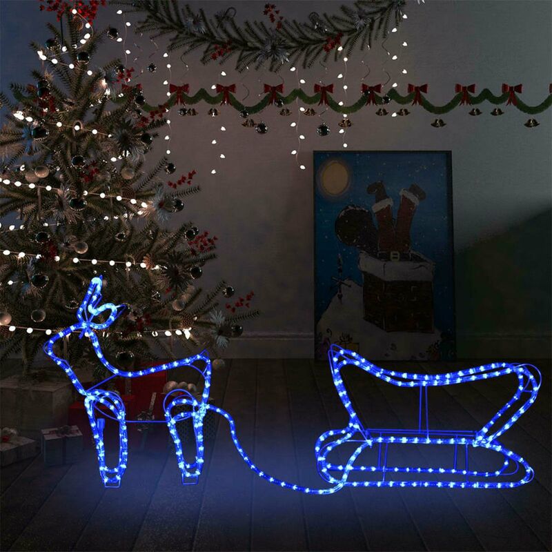 

Decoracion navidena para jardin renos y trineo 252 LEDs