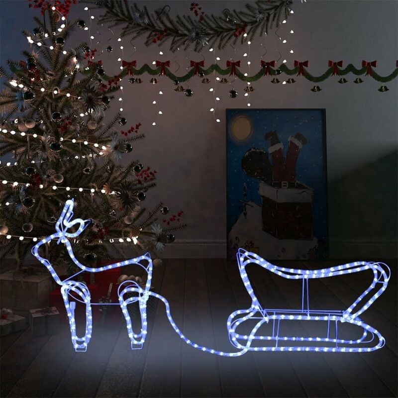 

Decoracion navidena para jardin renos y trineo 252 LEDs