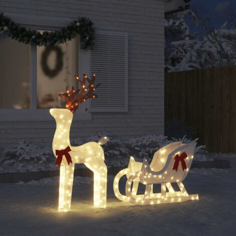 Decoración navideña reno y trineo 100 LED blanco frío vidaXL