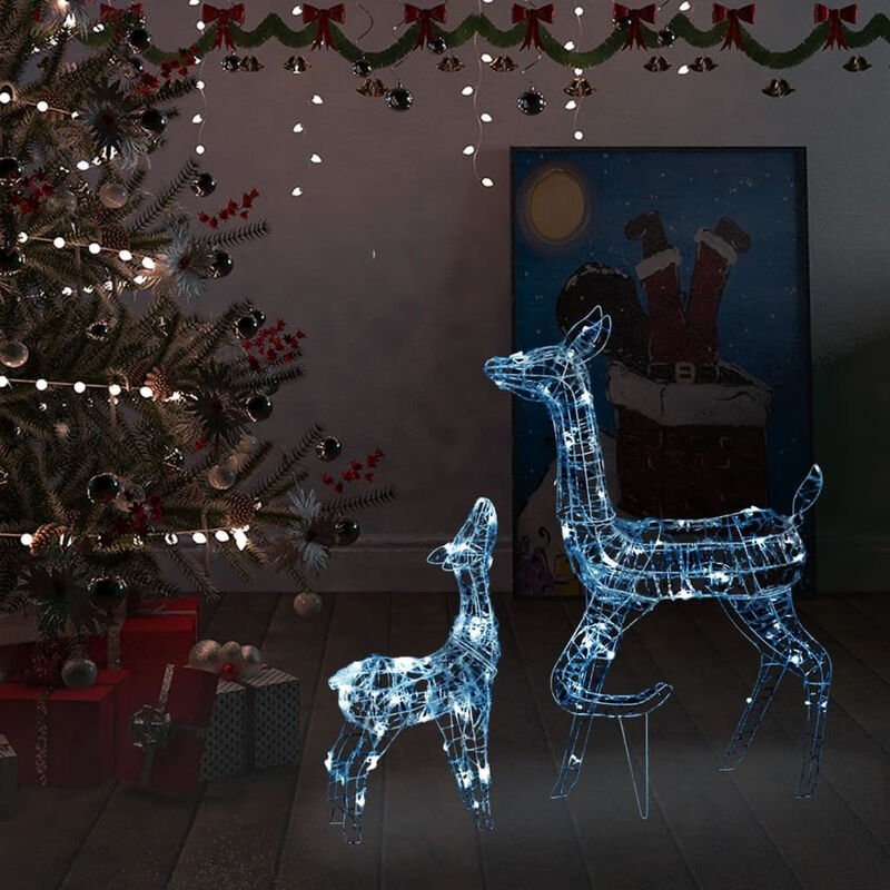 

Happyshopping - Decoracion navidena renos de acrilico 160 LED blanco frio
