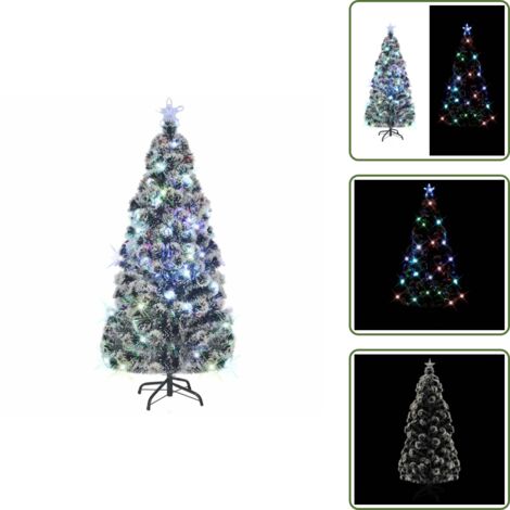 Decoración navideña - vidaXL Árbol de Navidad preiluminado con soporte y LED fibra óptica 210 cm - Árbol de Navidad con luces